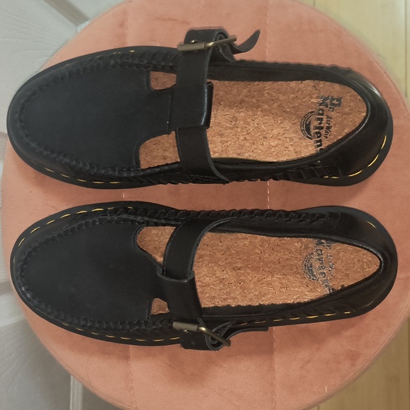 Dr. Martens Black Leather Adrian Woven T-Bar Mary Jane Size 10 Women's / 9 Mens - Picture 6 of 9